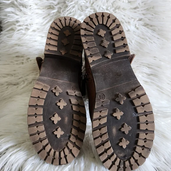 Breckelles Brown Ankle Boots with Gold Studs - Picture 7 of 9